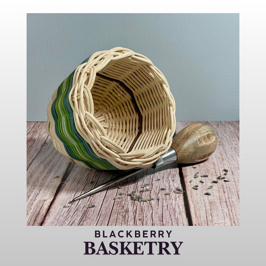 Cherokee Double Walled Basket – Hand Woven Reed, "Spring Greens"