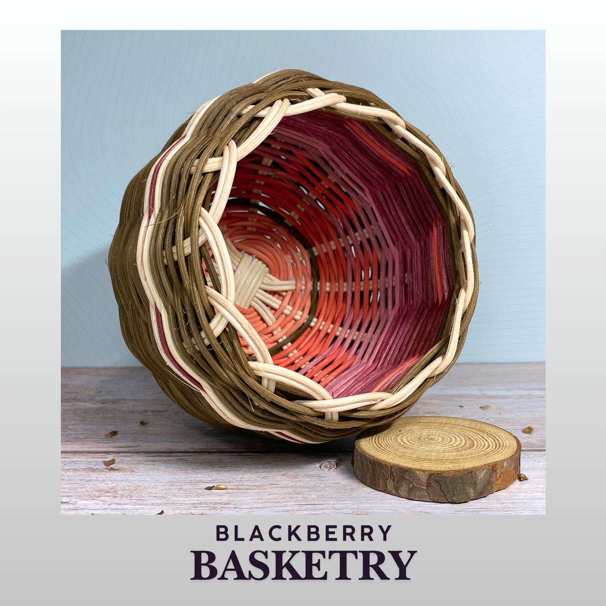 Cherokee Double Walled Basket "Berry Burst" – Hand Dyed and Woven Reed | Art by Blackberry Basketry