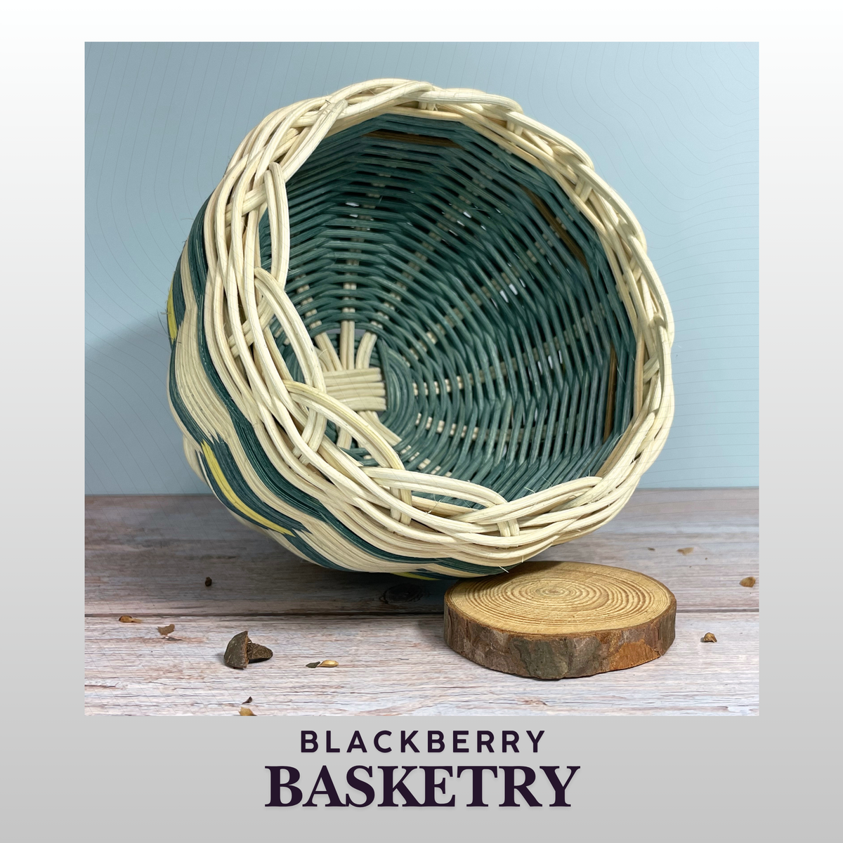 Cherokee Double Walled Basket "Blooms in Blue" – Hand Dyed and Woven Reed | Art by Blackberry Basketry