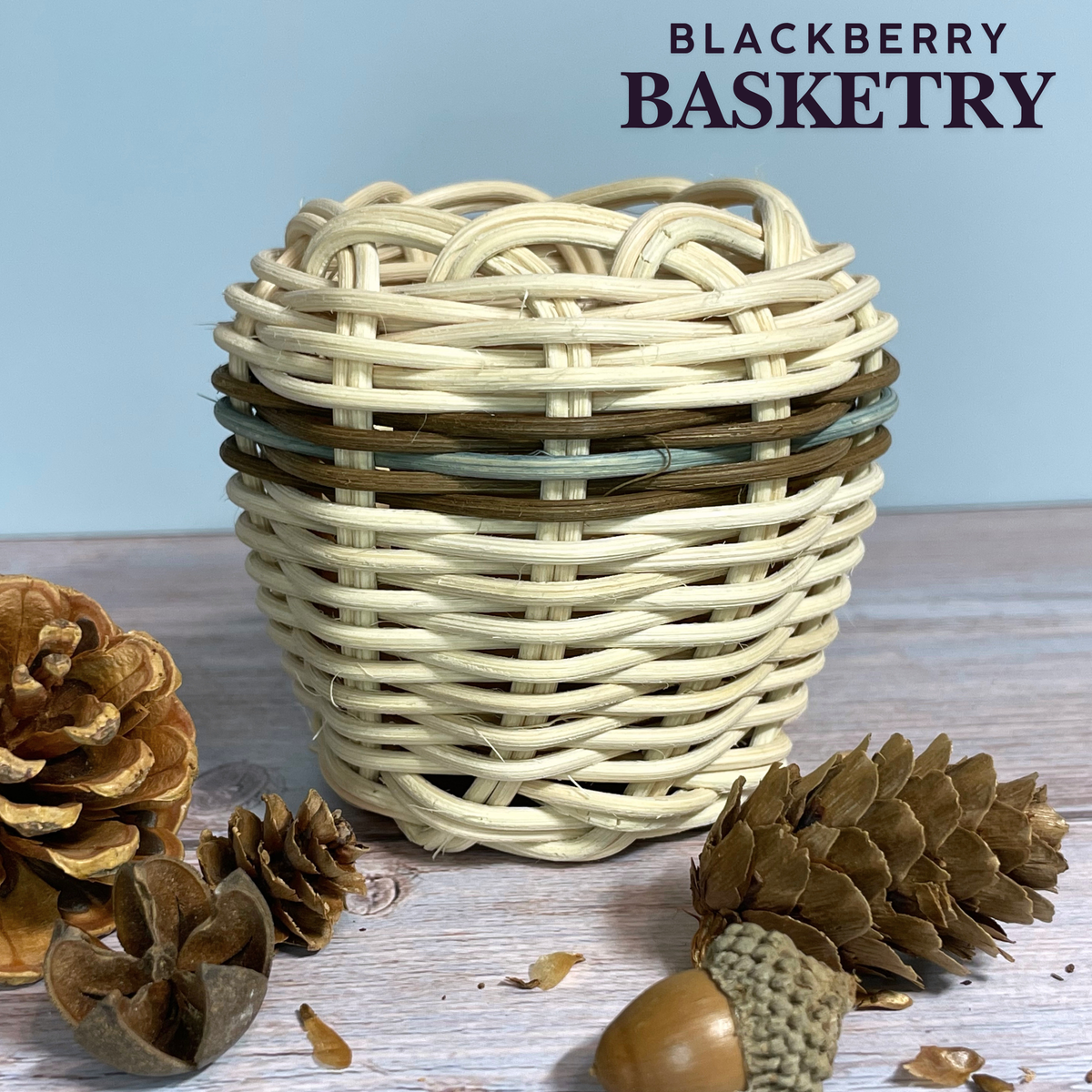 Cherokee Double Walled Miniature Basket – Hand Dyed and Woven Reed | Art by Blackberry Basketry