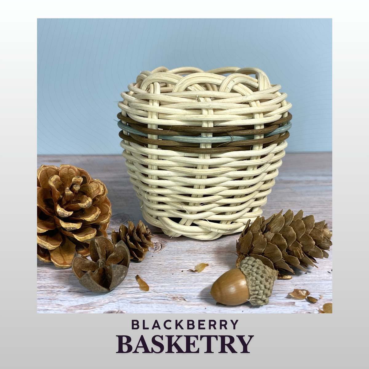 Cherokee Double Walled Miniature Basket – Hand Dyed and Woven Reed | Art by Blackberry Basketry