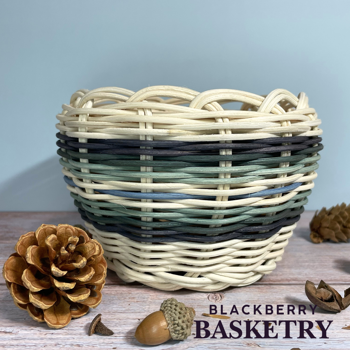 Cherokee Double Walled Basket "Calm Waters" – Hand Dyed and Woven Reed | Art by Blackberry Basketry