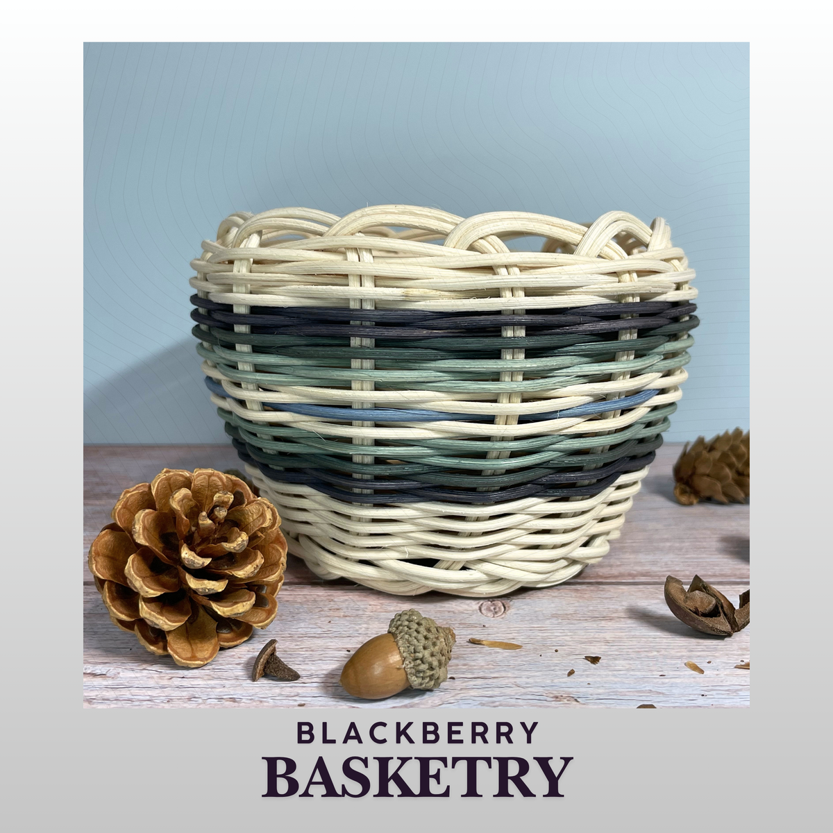 Cherokee Double Walled Basket "Calm Waters" – Hand Dyed and Woven Reed | Art by Blackberry Basketry