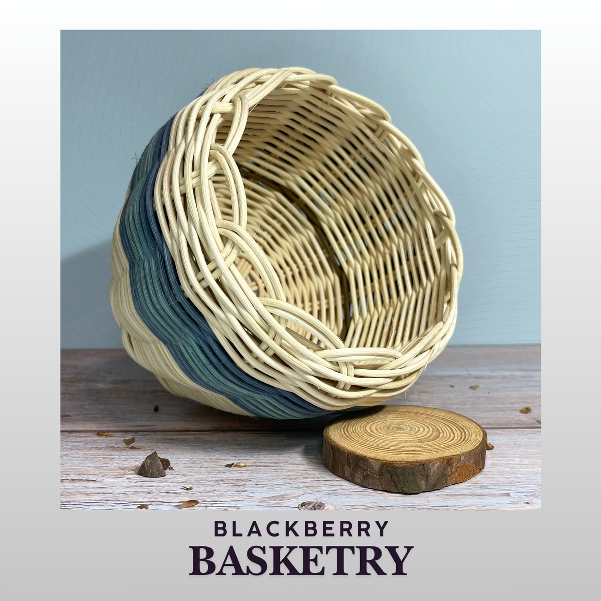 Cherokee Double Walled Basket "Clear Skies" – Hand Dyed and Woven Reed | Art by Blackberry Basketry