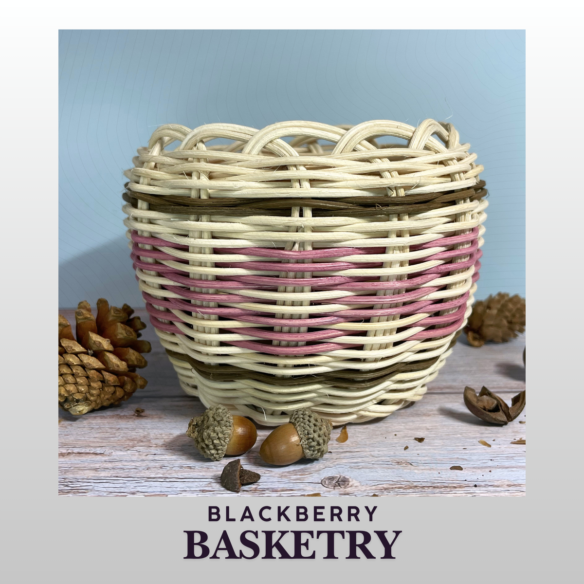 Cherokee Double Walled Basket "Pretty in Pink" – Hand Dyed and Woven Reed | Art by Blackberry Basketry