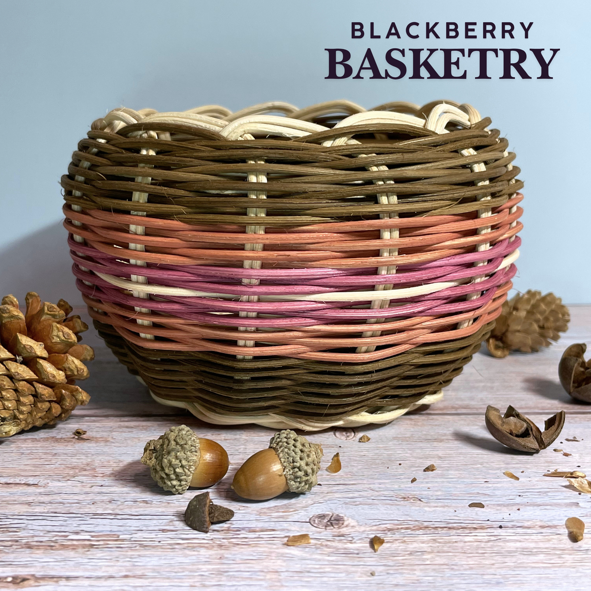 Cherokee Double Walled Basket "Red River Rivalry" – Hand Dyed and Woven Reed | Art by Blackberry Basketry
