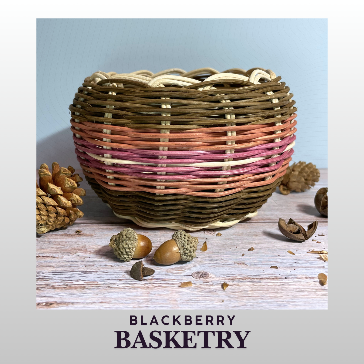Cherokee Double Walled Basket "Red River Rivalry" – Hand Dyed and Woven Reed | Art by Blackberry Basketry