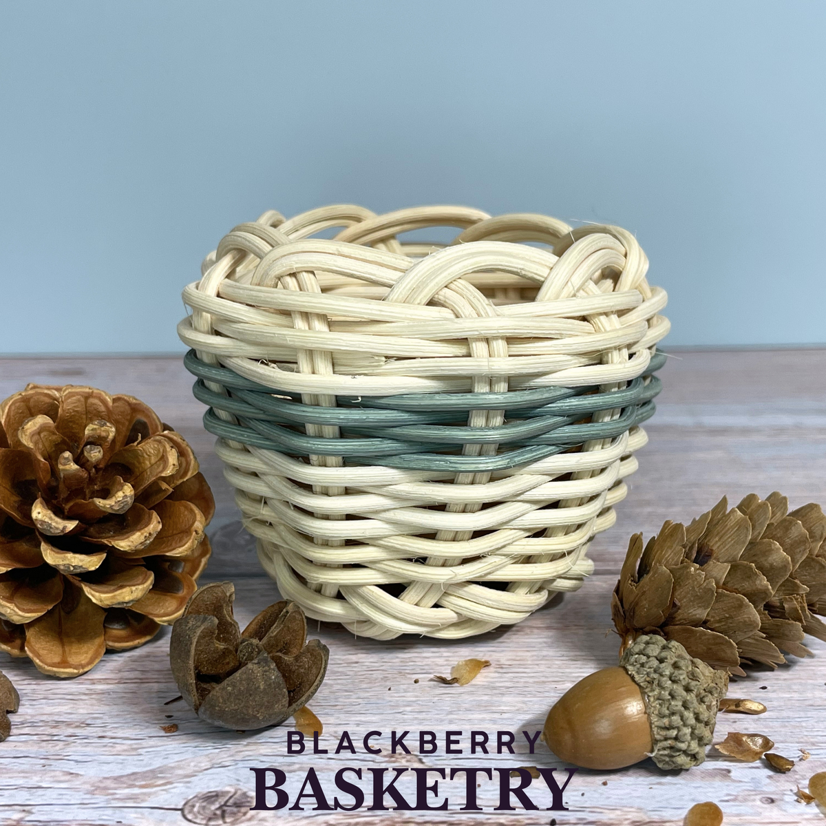Cherokee Double Walled Miniature Basket – Hand Dyed and Woven Reed | Art by Blackberry Basketry