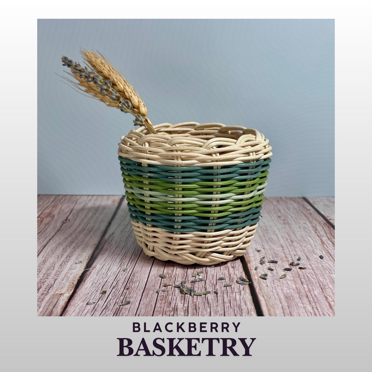 Cherokee Double Walled Basket – Hand Woven Reed, "Spring Greens"