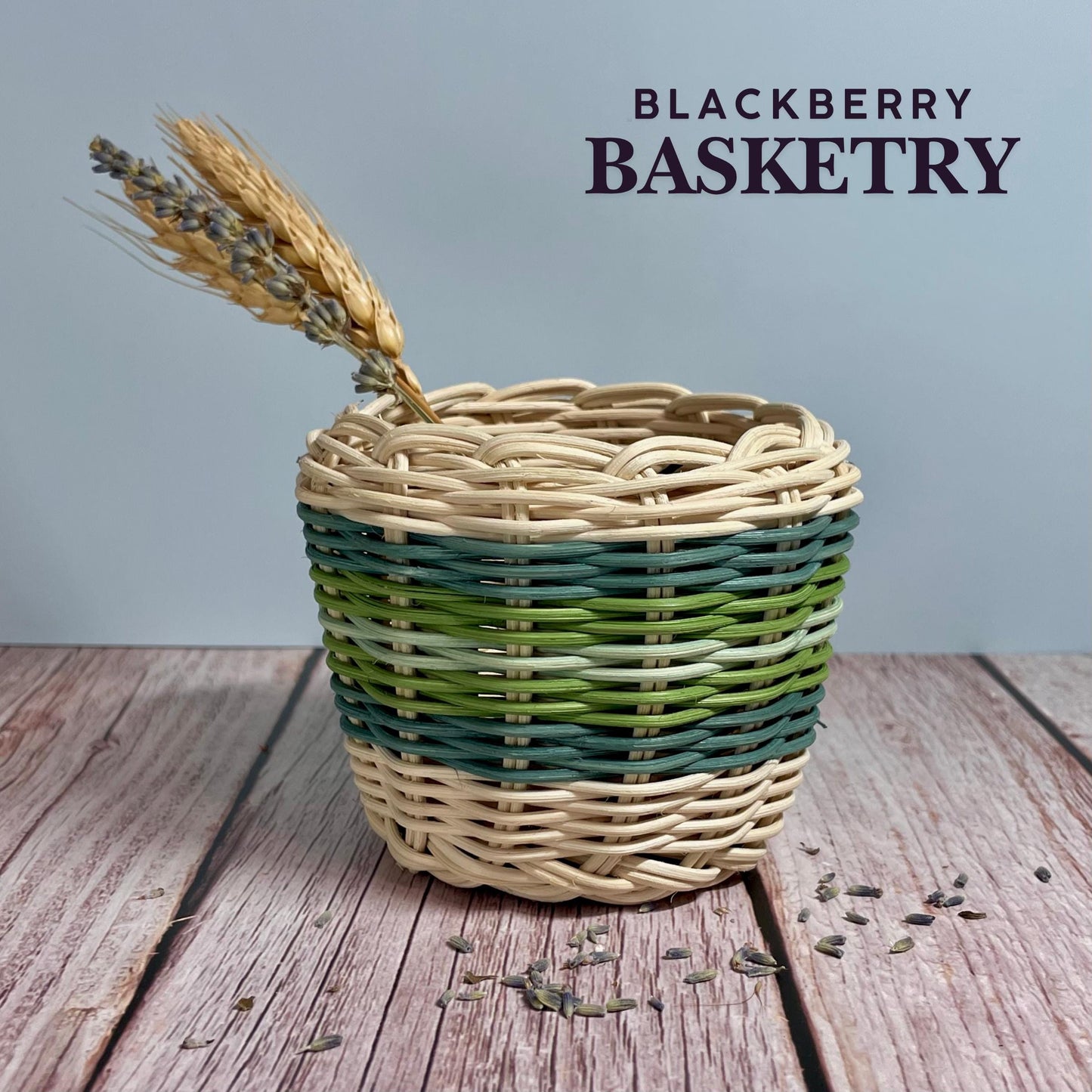 Cherokee Double Walled Basket – Hand Woven Reed, "Spring Greens"