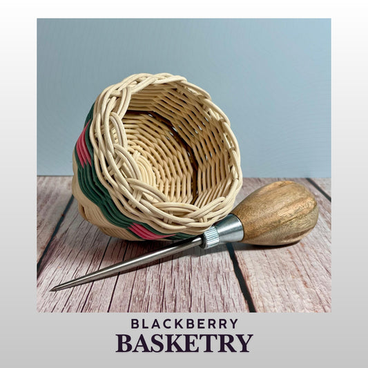 Cherokee Double Walled Basket "Prickly Pear" - Hand Woven Dyed & Natural Reed | Native American Art by BlackberryBasketry